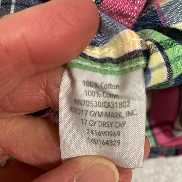 Gymboree pink green navy plaid button down medium 7/8 - Picture 6 of 7